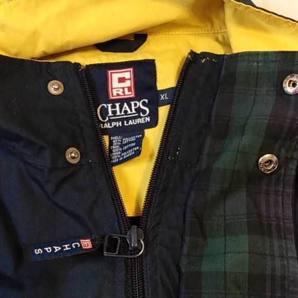 🎀Chaps Ralph Lauren 90s Plaid/Navy Full Zip-up Windbreaker size XLarge - Picture 9 of 9